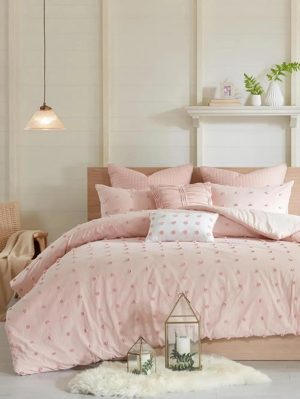 Soft Pink Embroidered Cotton Duvet Cover Set